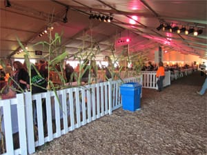 Attractive white picket panels for crowd control