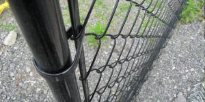 Black chain link fence panel