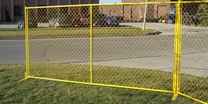 Custom yellow high visibility fence