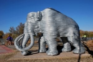 Galvanized elephant sculpture