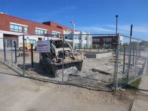 Temporary construction fence school renovation