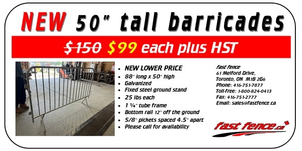 50" tall barricades new price